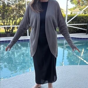 EQL by Kerrits Women's Gray mesh Open-Front Sweater 40%cotton 60% viscose
